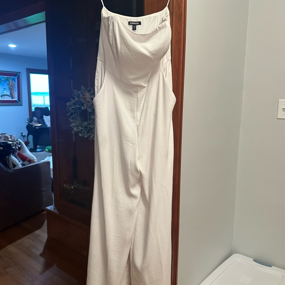 Express Ivory Sleeveless Jumpsuit